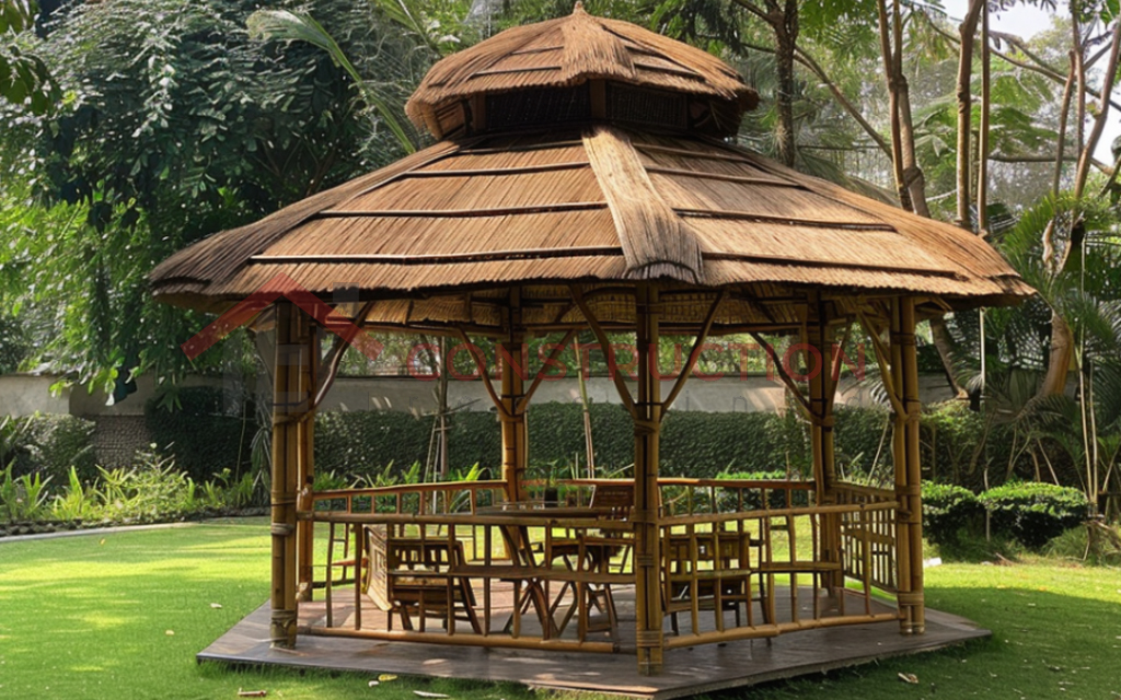 Bamboo Gazebo with Thatched Roof