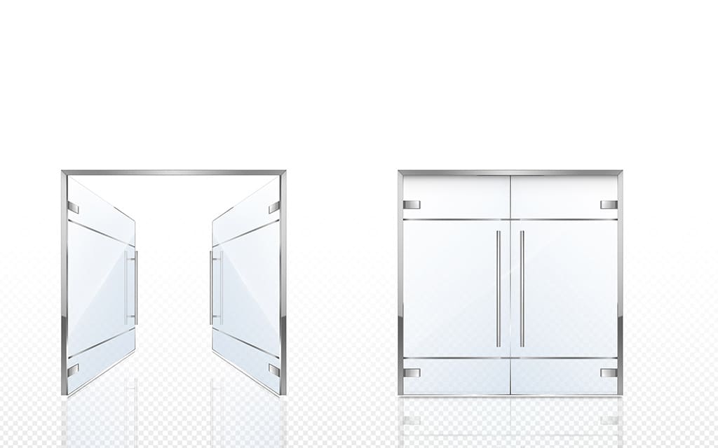 Bi-directional hinged doors