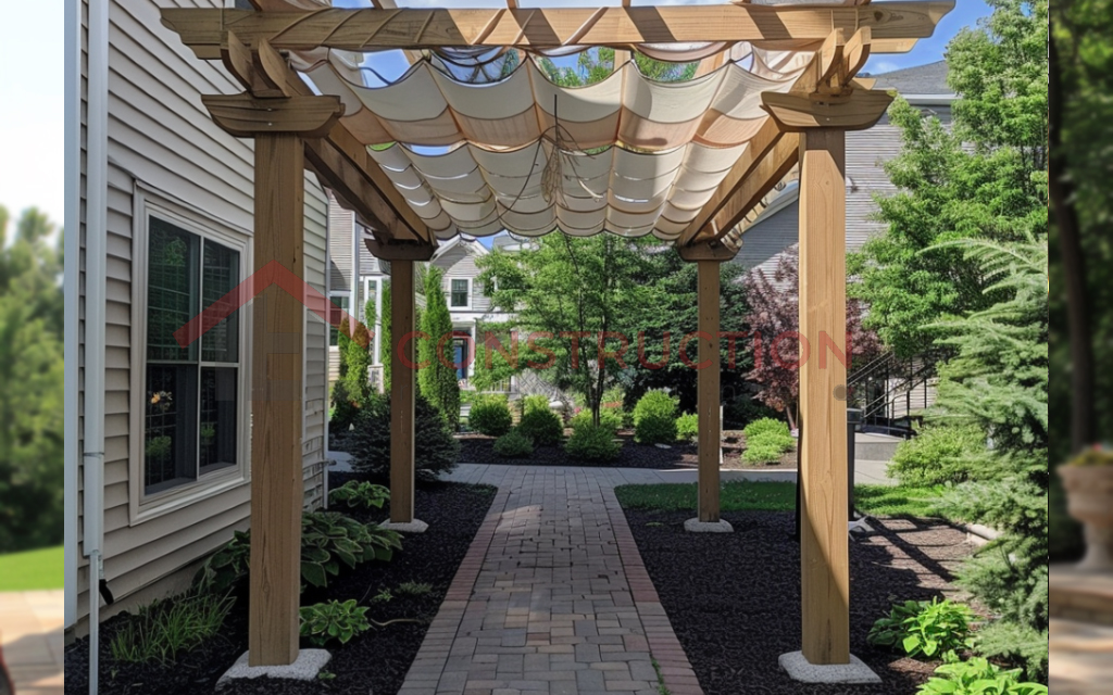 Charming Oak Pergola with Canopy on Walkways