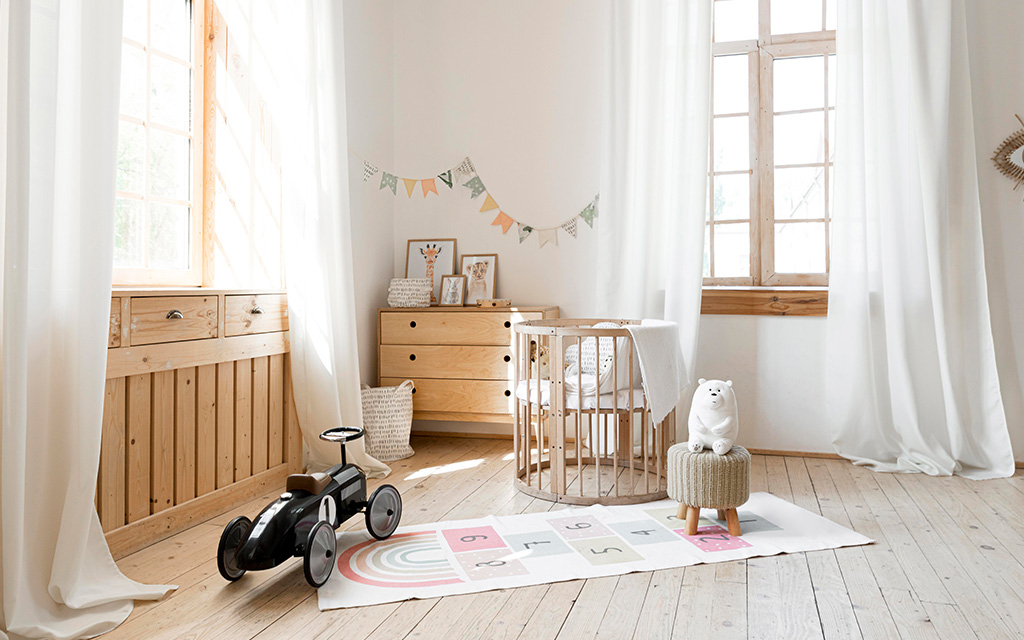 Child room design with rustic interior design