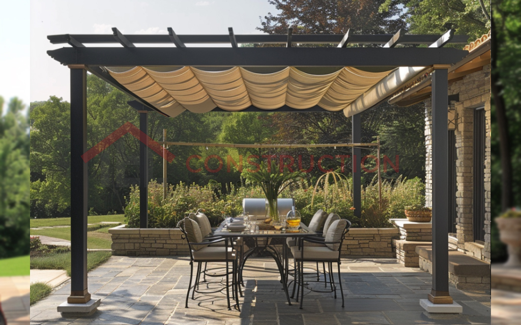 Decent Canopy Pergola with Wrought Furniture