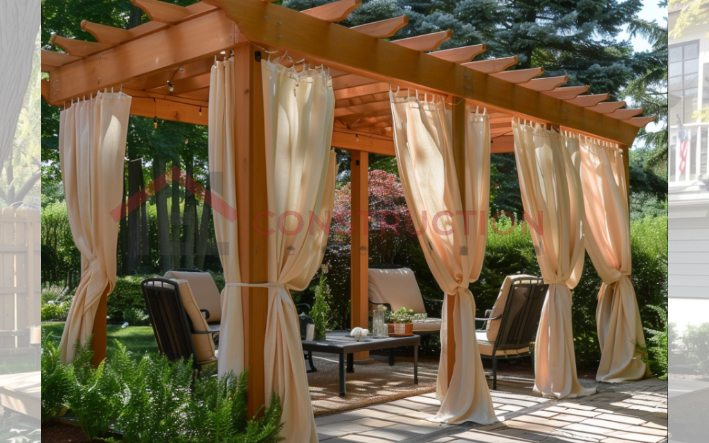 Elegant Pergola with Roof and Side Curtains