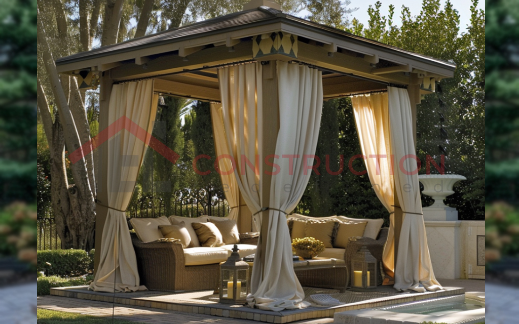 Fantastic Fabric Blinds in Large Gazebo Idea