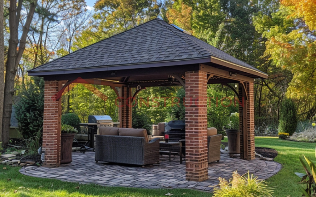 Garden Gazebo in brick With a Stone Floor