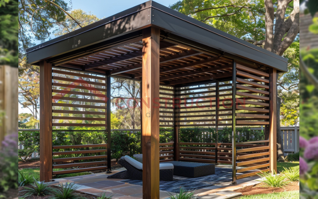 Garden Gazebo with Wooden Slats on Roof and Sides