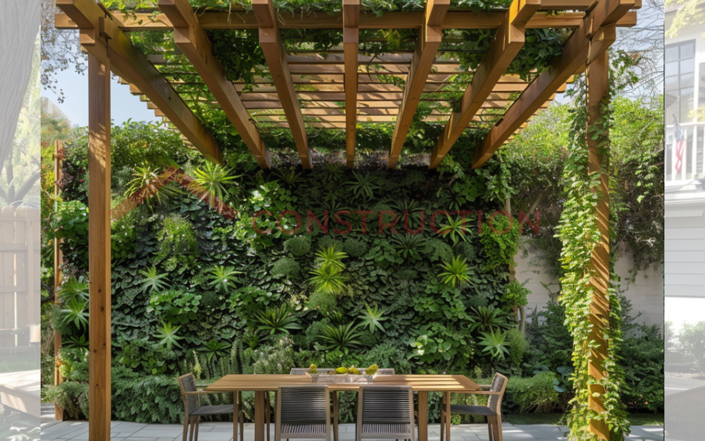 Green Wall Pergola with Roof and Sides Design