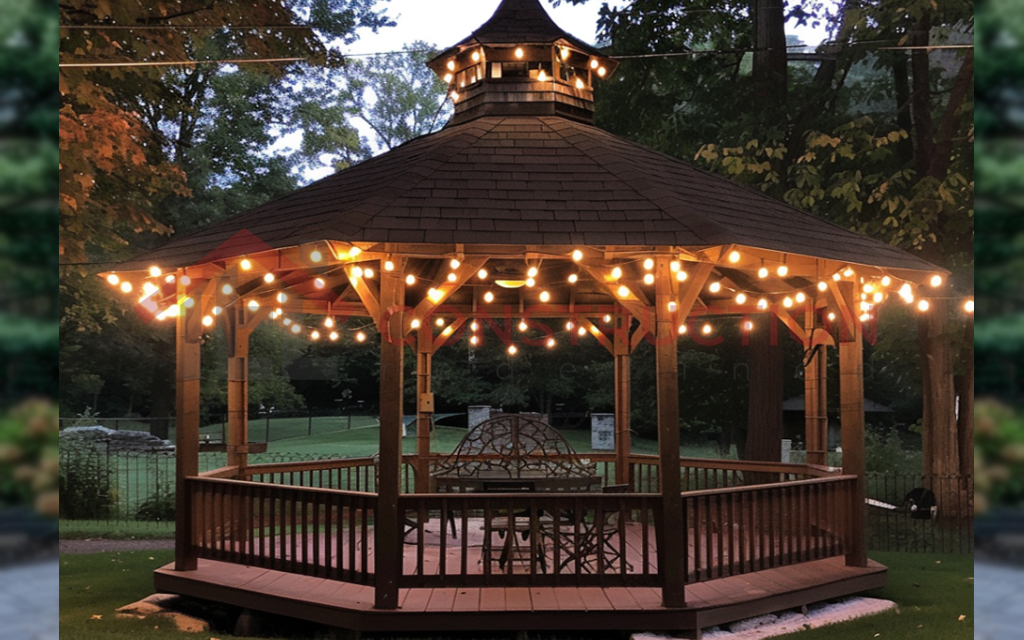 Hexagonal Roof Large Gazebo with Lighting