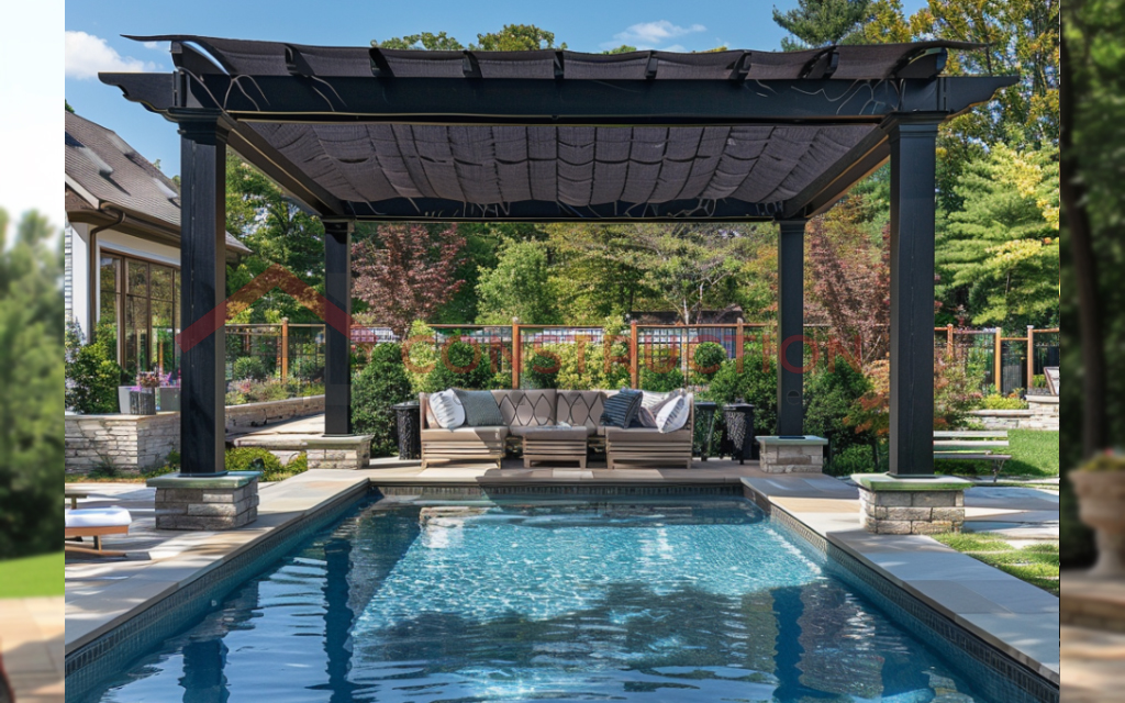 Large Pergola Idea with Canopy On Pool