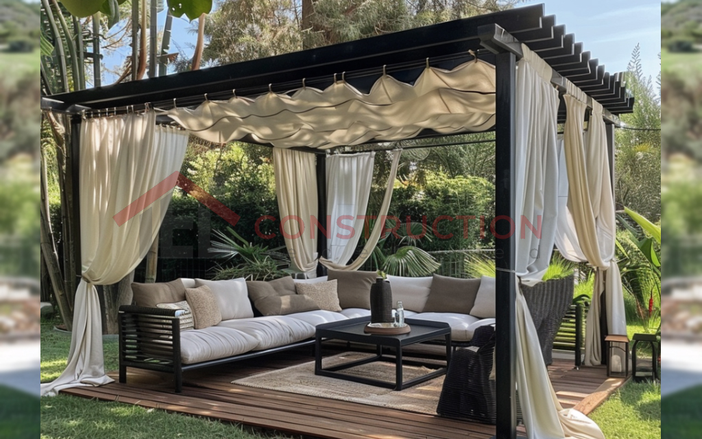 Lounge Space under a Metal Gazebo Idea