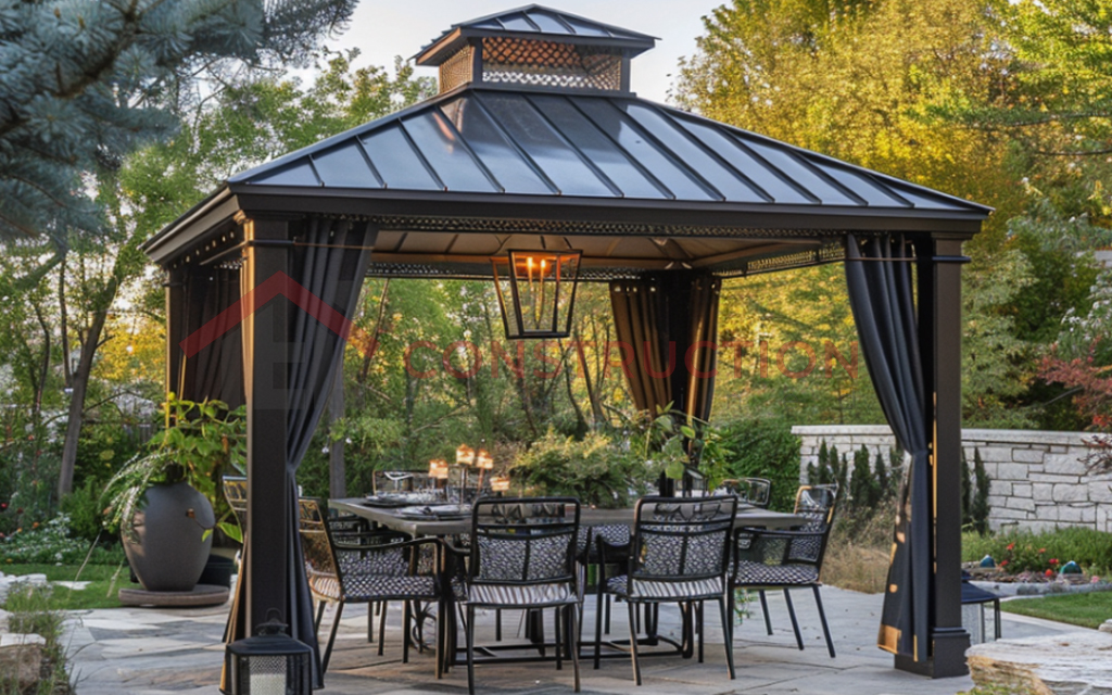 Luxury Landscape Makeover with Metal Gazebo