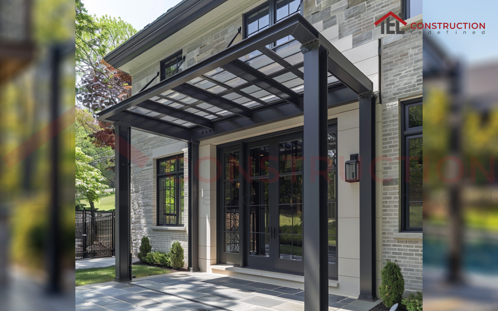 Metal Pergola Nearby House Entrance