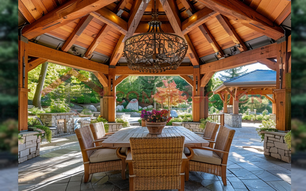 Octagonal Large Wooden Gazebo Shelter