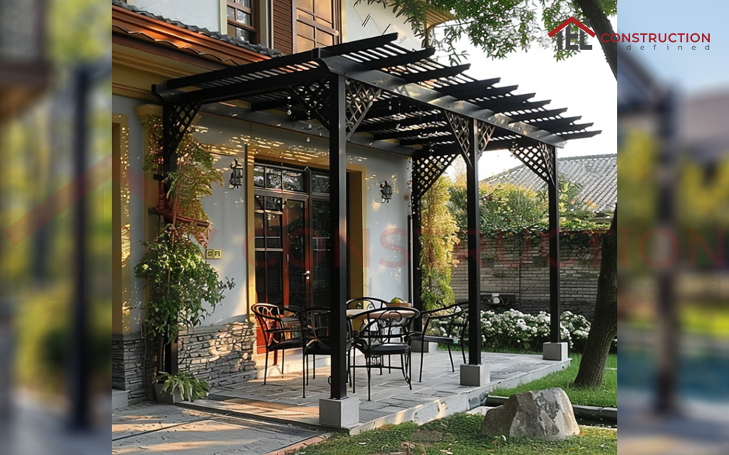 Small Metal Pergola with Patterned Roof