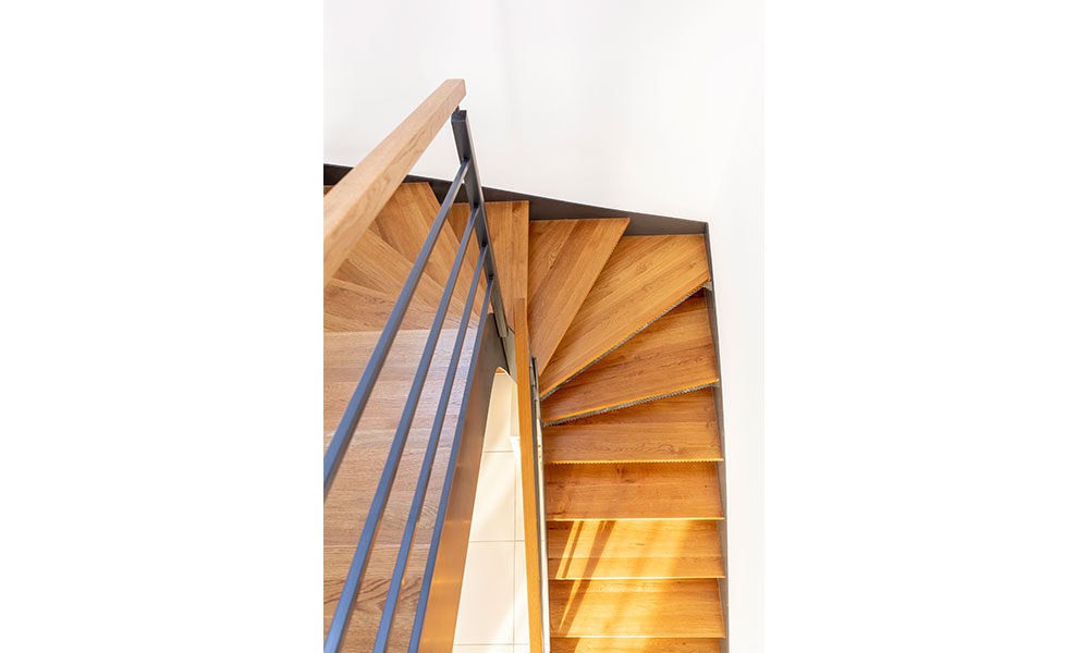 Space saving small wooden staircase 