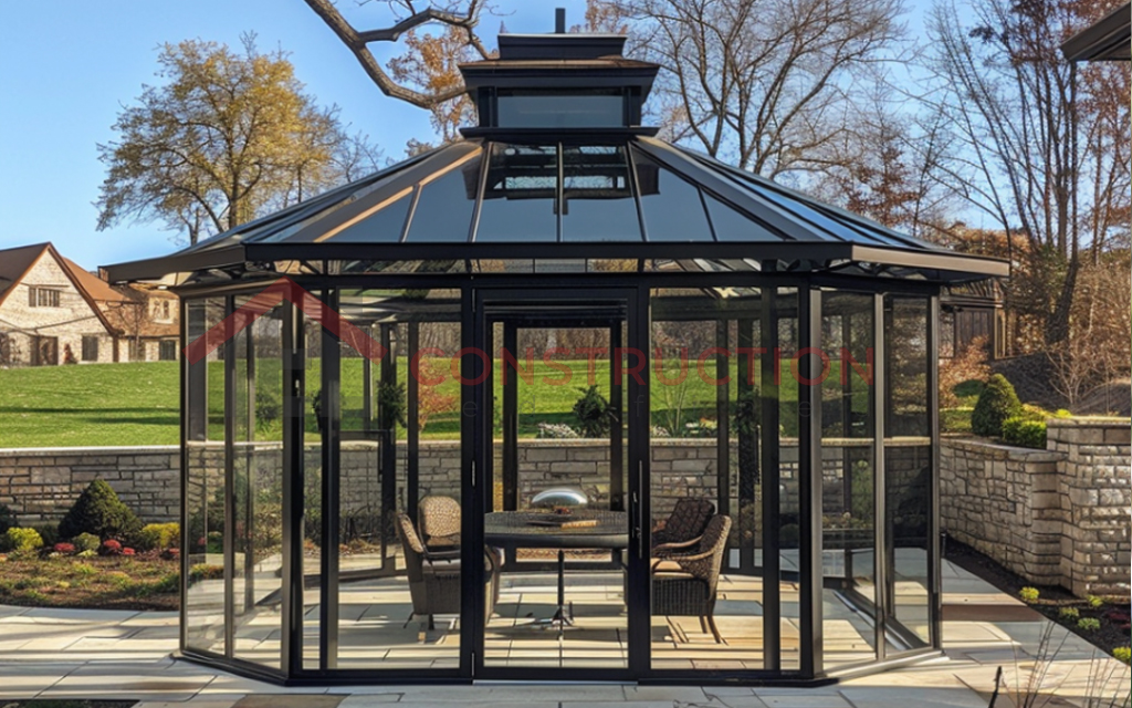 Stunning Metal Gazebo with Glass Sides