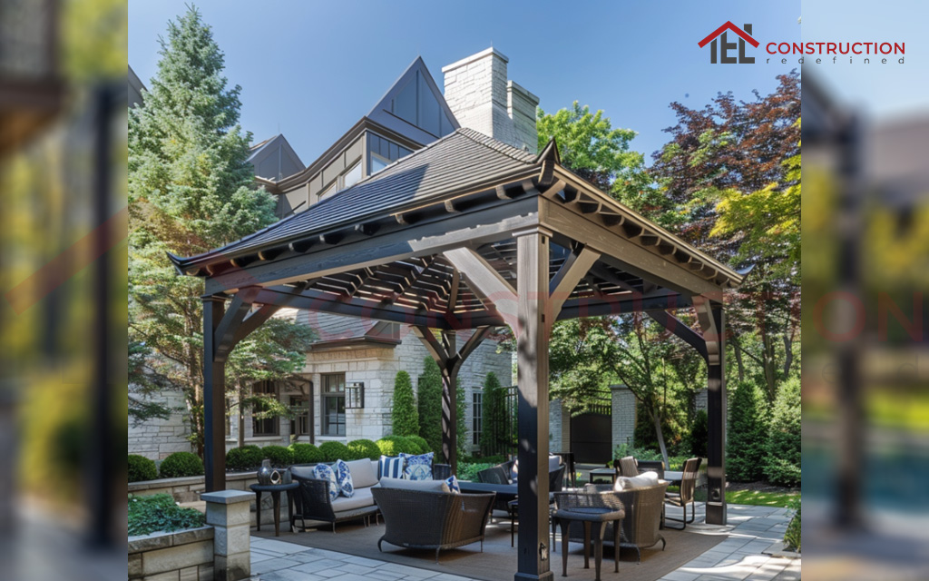 Timeless Metal Pergola Design with a Pitched Roof