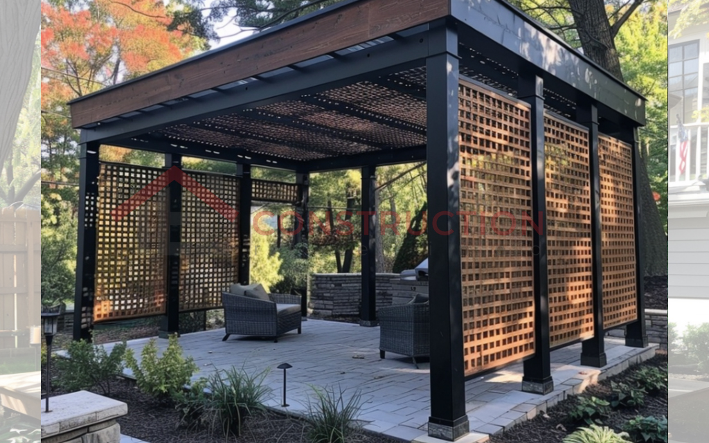 Timeless Metal Pergola with Roof and Sides