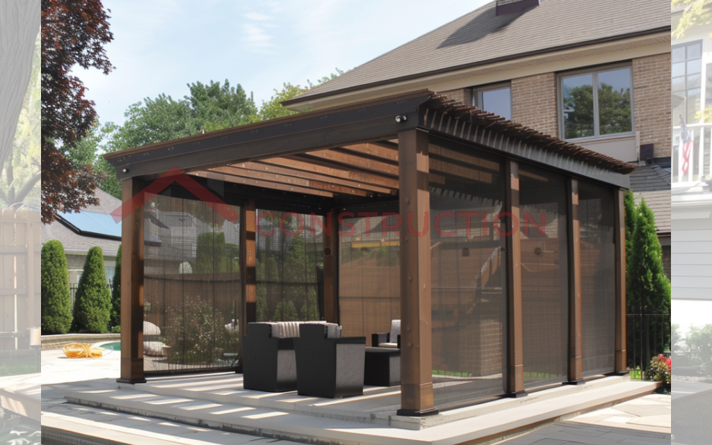 Tinted Glass Pergola with Roof and Sides