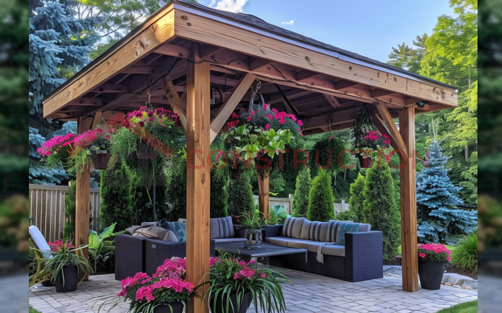 Wooden Large Gazebo Supporting Plant Decor