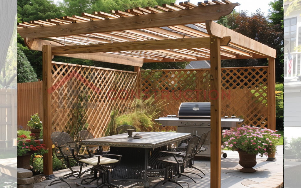 Wooden Roof and Sides Pergola Kitchen